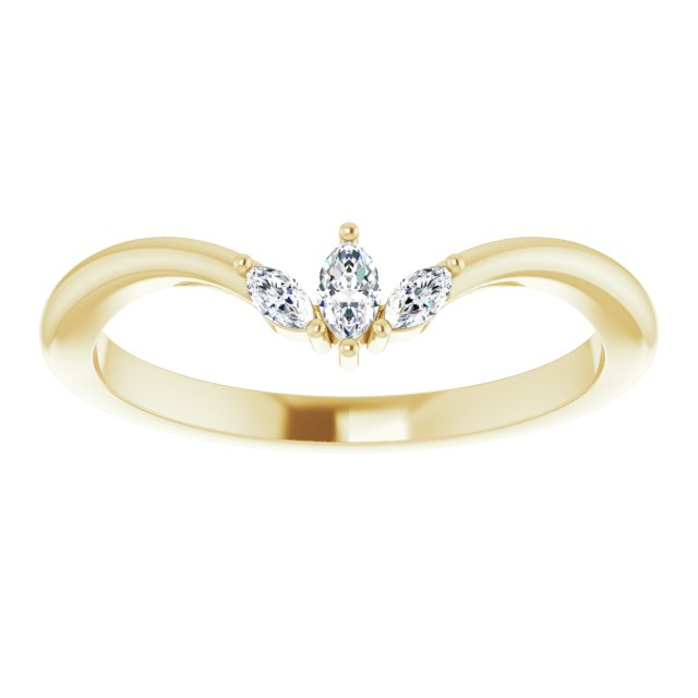 14K Yellow Or Rose Gold Marquise 3.5 X 2 Mm Polished 1/8 Ctw Natural Diamond V Ring, Size 7