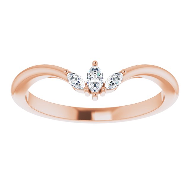14K Yellow Or Rose Gold Marquise 3.5 X 2 Mm Polished 1/8 Ctw Natural Diamond V Ring, Size 7