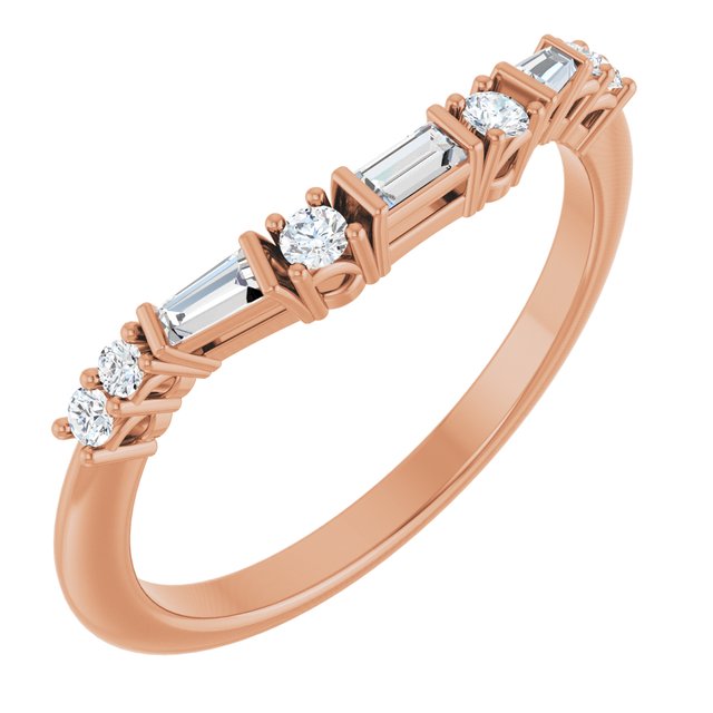 14K White Or Yellow Or Rose Gold Polished 1/5 Ctw Natural Diamond Contour Band, Size 7