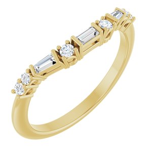 14K Yellow Gold Lab-Grown Diamond Straight Baguette 3 X 1.5 Mm Lab-Grown Diamond Polished 1/5 Ctw Lab Grown Diamond Contour Band Size 7