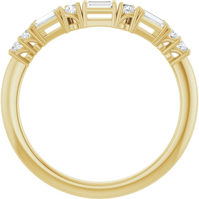 14K White Or Yellow Or Rose Gold Polished 1/5 Ctw Natural Diamond Contour Band, Size 7