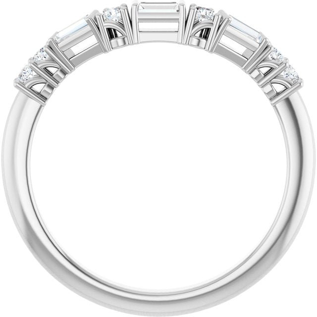 14K White Or Yellow Or Rose Gold Polished 1/5 Ctw Natural Diamond Contour Band, Size 7