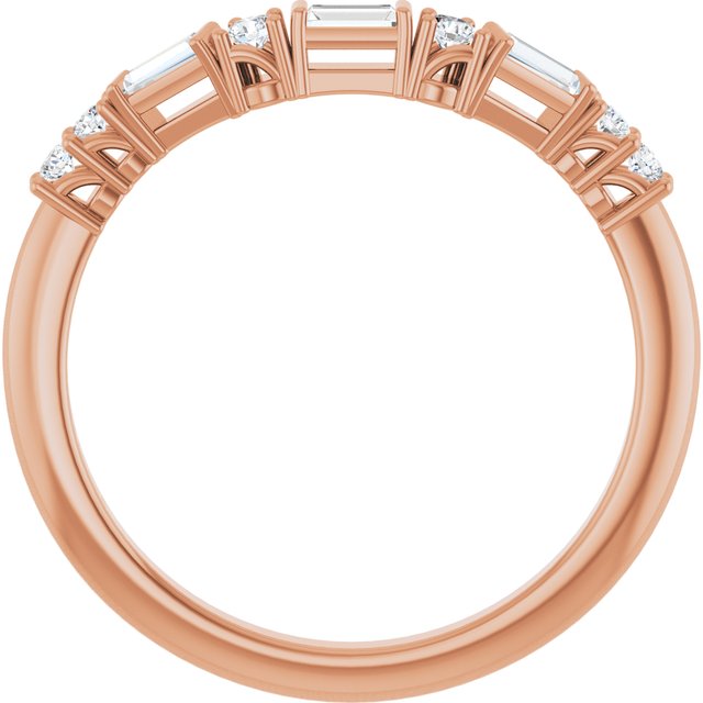 14K White Or Yellow Or Rose Gold Polished 1/5 Ctw Natural Diamond Contour Band, Size 7