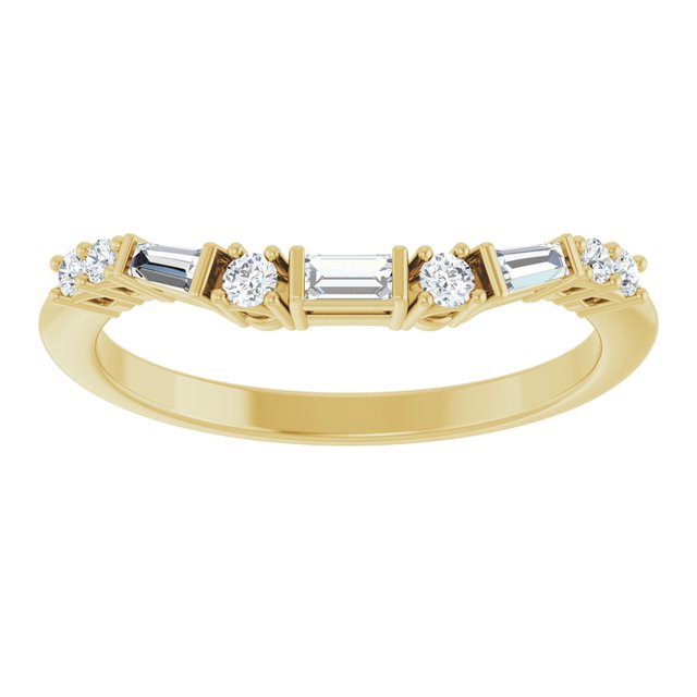 14K White Or Yellow Or Rose Gold Polished 1/5 Ctw Natural Diamond Contour Band, Size 7