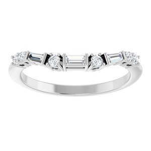 14K White Gold Lab-Grown Diamond Straight Baguette 3 X 1.5 Mm Lab-Grown Diamond Polished 1/5 Ctw Lab Grown Diamond Contour Band Size 7