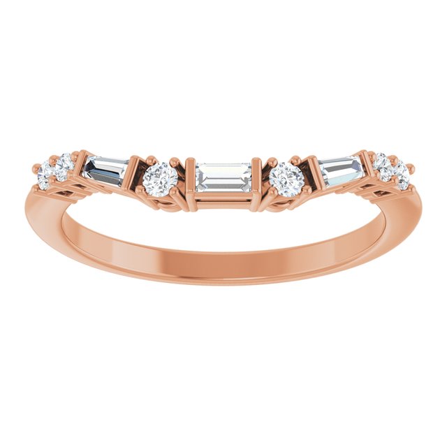 14K White Or Yellow Or Rose Gold Polished 1/5 Ctw Natural Diamond Contour Band, Size 7