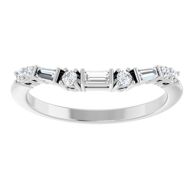 14K White Or Yellow Or Rose Gold Polished 1/5 Ctw Natural Diamond Contour Band, Size 7