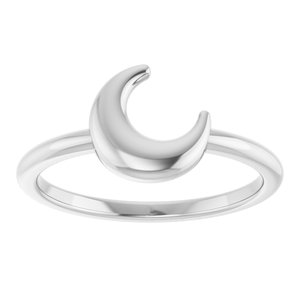 14K White Gold Polished Crescent Shape Ring Size 7
