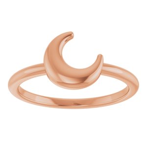14K Rose Gold Polished Crescent Shape Ring Size 7