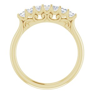 14K Yellow Gold Square 2.5 X 2.5 Mm 5/8 Ctw Natural Diamond Anniversary Band Size 7