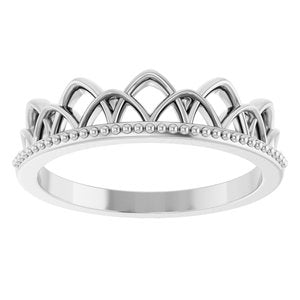 Sterling Silver Polished Stackable Crown-Inspired Ring Size 7