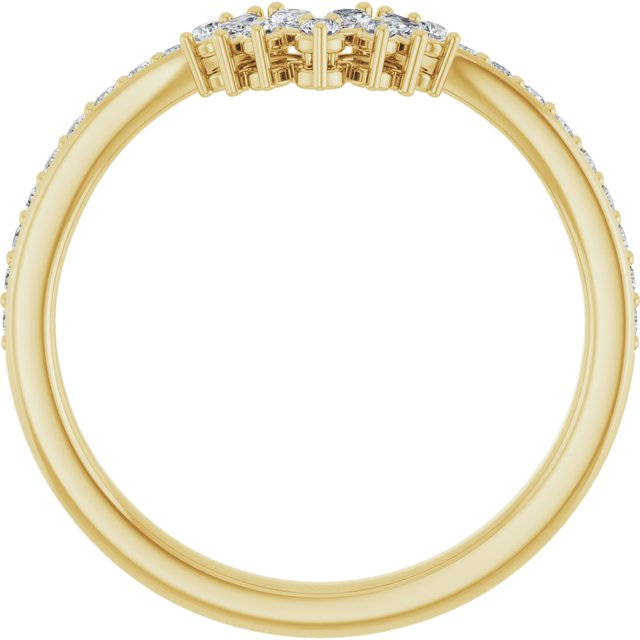 14K White Or Yellow Or Rose Gold Polished 1/4 Ctw Natural Diamond Contour Band, Size 7
