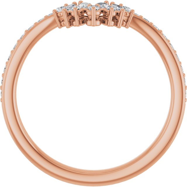 14K White Or Yellow Or Rose Gold Polished 1/4 Ctw Natural Diamond Contour Band, Size 7
