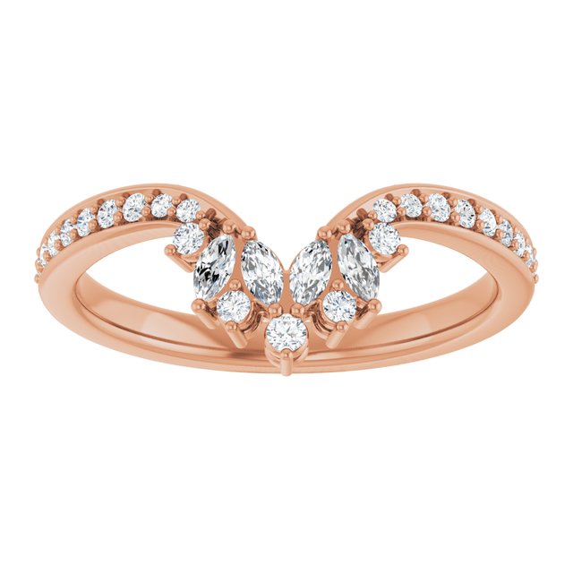 14K White Or Yellow Or Rose Gold Polished 1/4 Ctw Natural Diamond Contour Band, Size 7