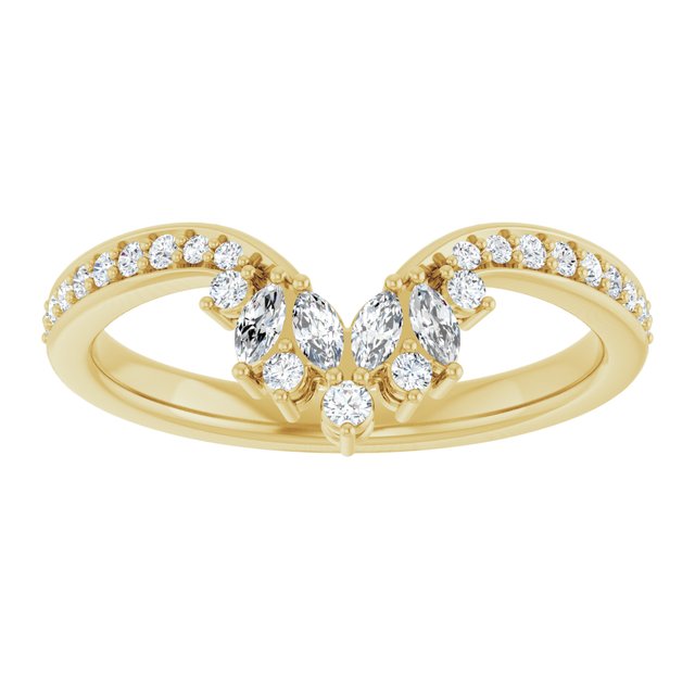 14K White Or Yellow Or Rose Gold Polished 1/4 Ctw Natural Diamond Contour Band, Size 7