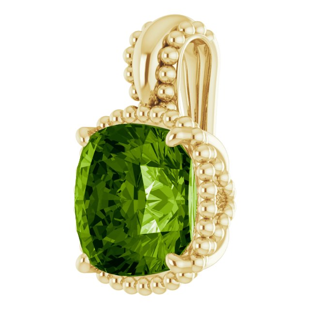 14K Yellow Or White Gold Cushion 8 X 8 Mm Polished Natural Peridot Pendant