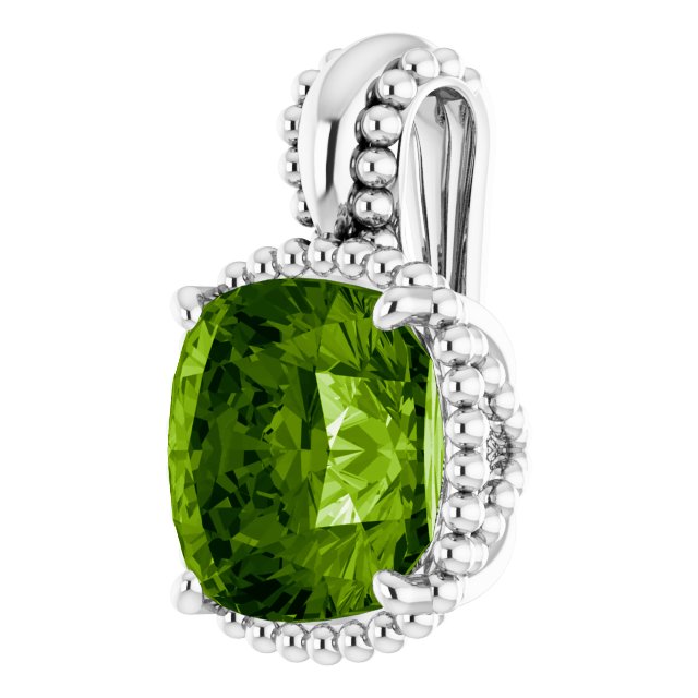 14K Yellow Or White Gold Cushion 8 X 8 Mm Polished Natural Peridot Pendant