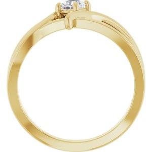 14K Yellow Gold Round 4.05 Mm Polished 1/4 Ct Lab-Grown Diamond Ring Size 7