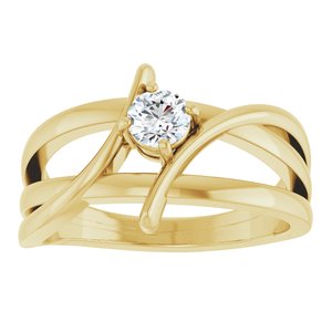 14K Yellow Gold Round 4.05 Mm Polished 1/4 Ct Lab-Grown Diamond Ring Size 7