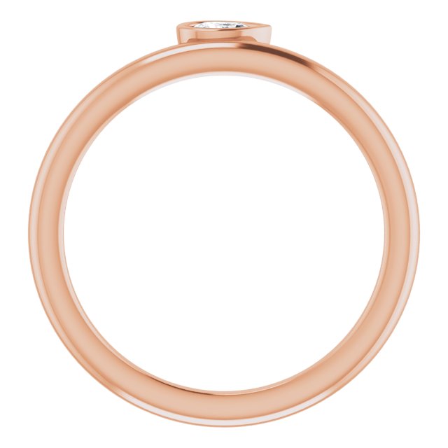 14K White Or Rose Gold Pear 4 X 2.5 Mm Polished 1/10 Ct Natural Diamond Asymmetrical Stackable Ring, Size 7