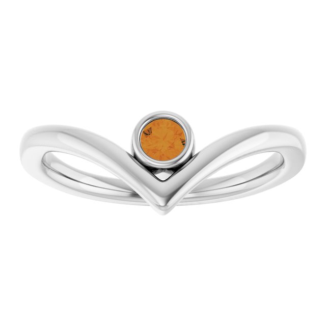 14K Yellow Or White Or Rose Gold Or Sterling Silver Round 3 Mm Polished Natural Gemstone V Ring