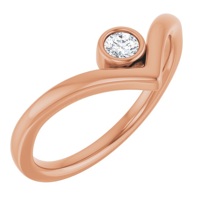 14K Yellow Or White Or Rose Gold Or Sterling Silver Round 3 Mm Polished Natural Gemstone V Ring