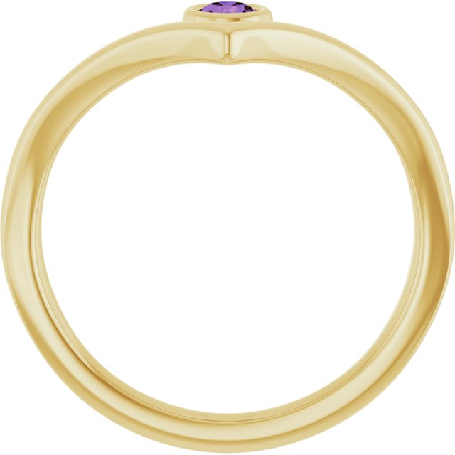 14K Yellow Or White Or Rose Gold Or Sterling Silver Round 3 Mm Polished Natural Gemstone V Ring