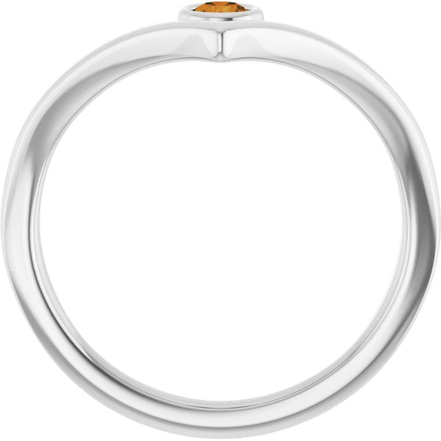 14K Yellow Or White Or Rose Gold Or Sterling Silver Round 3 Mm Polished Natural Gemstone V Ring