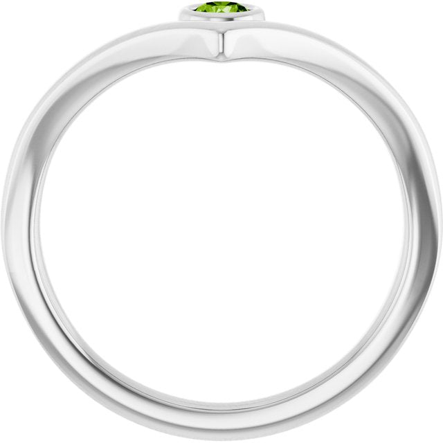 14K Yellow Or White Or Rose Gold Or Sterling Silver Round 3 Mm Polished Natural Gemstone V Ring