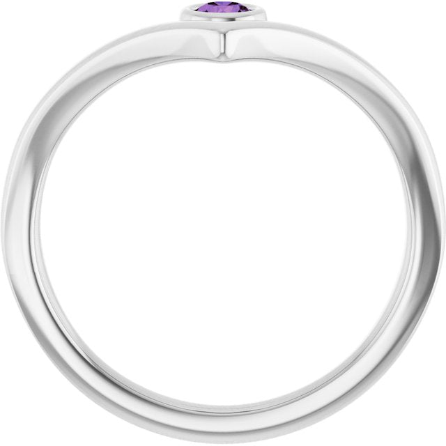14K Yellow Or White Or Rose Gold Or Sterling Silver Round 3 Mm Polished Natural Gemstone V Ring