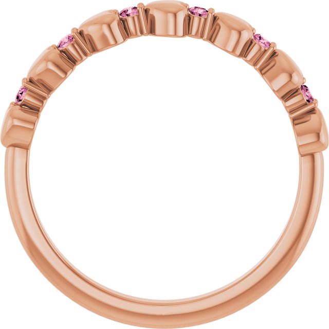 14K Rose Gold Round 1.5 Mm Polished Natural Pink Tourmaline Stackable Ring, Size 7