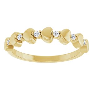 14K Yellow Gold Natural Diamond Round 1.5 Mm Polished .08 Ctw Natural Diamond Stackable Ring Size 7