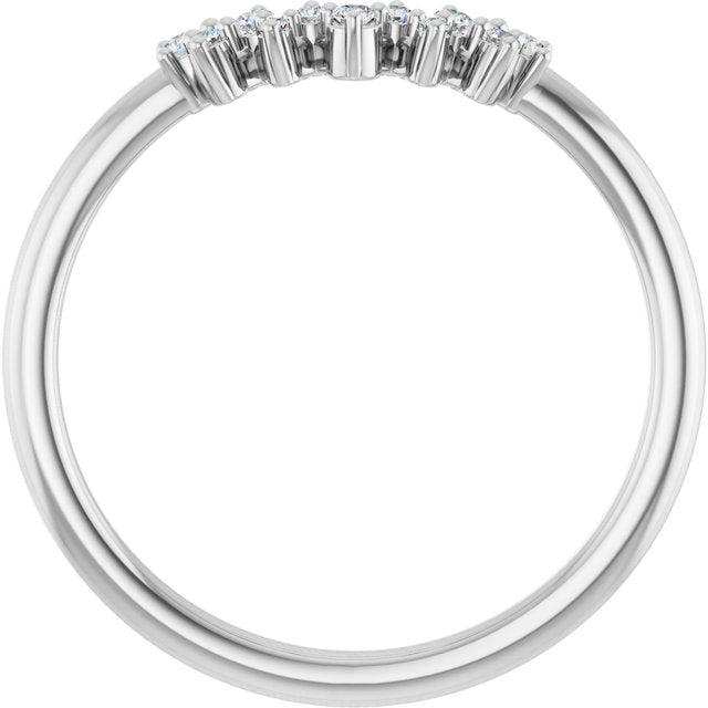 14K White Gold Round Polished 1/10 Ctw Natural Diamond Contour Band, Size 7