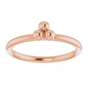 14K Rose Gold Polished Stackable Beaded Ring Size 7