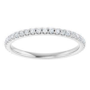 14K White Gold Round 1.3 Mm Polished 1/4 Ctw Lab-Grown Diamond Anniversary Band Size 7