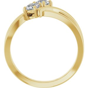 14K Yellow Gold Round 4.1 Mm Polished 1/2 Ctw Lab-Grown Diamond 2-Stone Ring Size 7