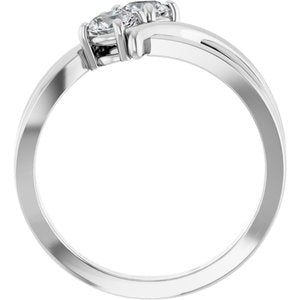 14K White Gold Round 4.1 Mm Polished 1/2 Ctw Lab-Grown Diamond 2-Stone Ring Size 7