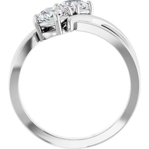 14K White Gold Round 5.2 Mm Polished 1 Ctw Lab-Grown Diamond 2-Stone Ring Size 7