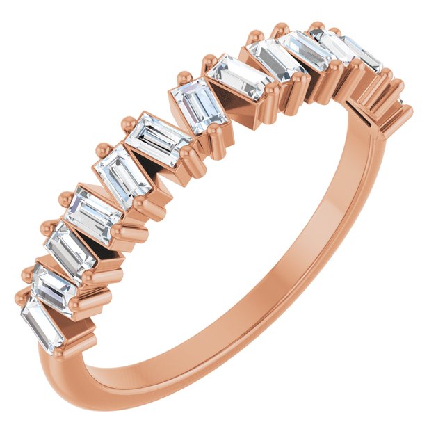 14K White Or Yellow Or Rose Gold Straight Baguette 2.5 X 1.5 Mm Polished 1/2 Ctw Natural Diamond Anniversary Band, Size 7