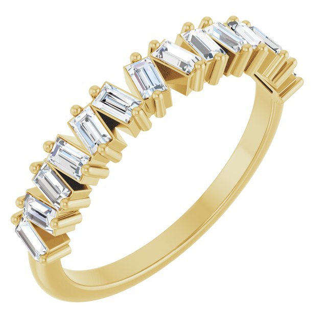 14K White Or Yellow Or Rose Gold Straight Baguette 2.5 X 1.5 Mm Polished 1/2 Ctw Natural Diamond Anniversary Band, Size 7