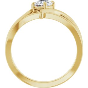 14K Yellow Gold Round 5.2 Mm Polished 1/2 Ct Lab-Grown Diamond Ring Size 7