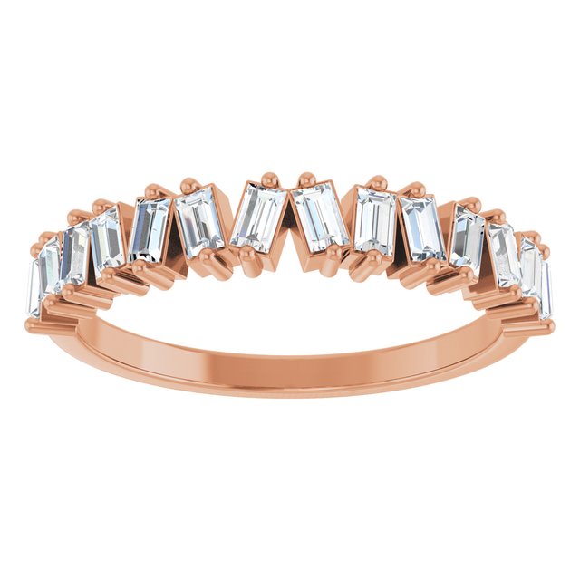 14K White Or Yellow Or Rose Gold Straight Baguette 2.5 X 1.5 Mm Polished 1/2 Ctw Natural Diamond Anniversary Band, Size 7