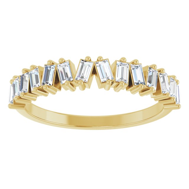 14K White Or Yellow Or Rose Gold Straight Baguette 2.5 X 1.5 Mm Polished 1/2 Ctw Natural Diamond Anniversary Band, Size 7