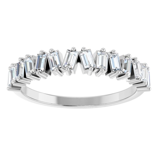 14K White Or Yellow Or Rose Gold Straight Baguette 2.5 X 1.5 Mm Polished 1/2 Ctw Natural Diamond Anniversary Band, Size 7