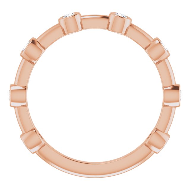 14K Rose Gold Round 2 Mm Polished 1/5 Ctw Natural Diamond Stackable Ring, Size 7