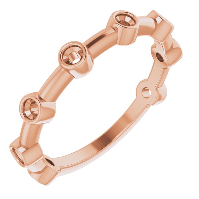14K Rose Gold Round 2 Mm Polished 1/5 Ctw Natural Diamond Stackable Ring, Size 7