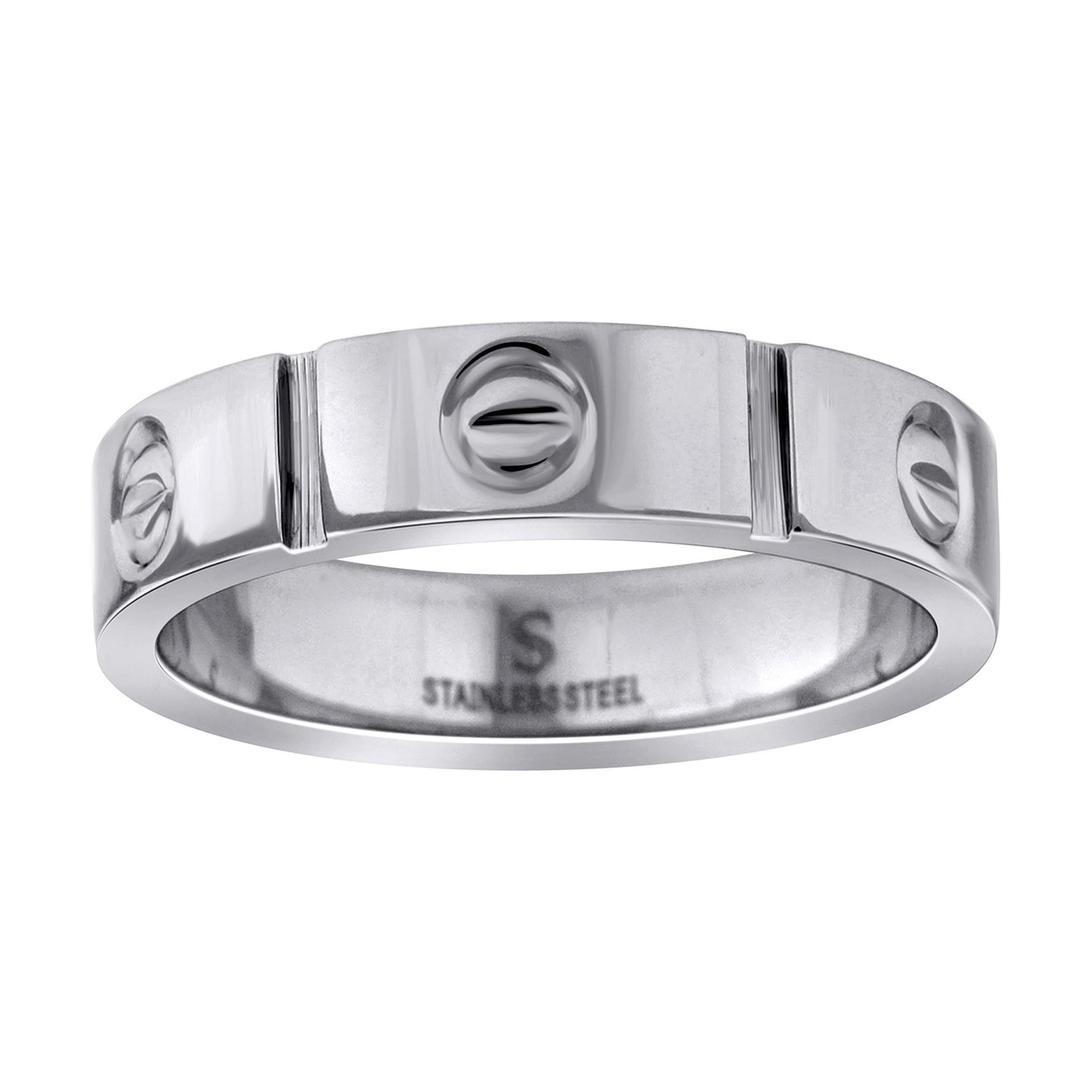 Stainless Steel Mens Grooved Screw Sizes 7 - 14 Comfort-fit Fashion Bridal Anniversary Wedding Engagement Band Ring
