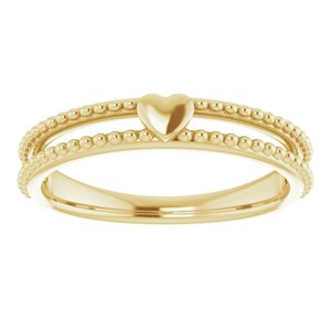 14K Yellow Gold Polished Stackable Milgrain Heart Ring Size 7