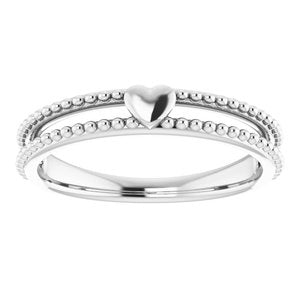 Sterling Silver Polished Stackable Milgrain Heart Ring Size 7