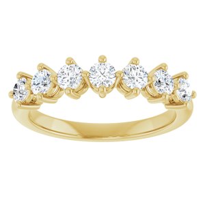 14K Yellow Gold Round 3 Mm 3/4 Ctw Natural Diamond Anniversary Band Size 7
